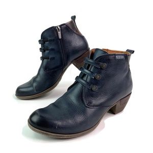 PIKOLINOS Blue Leather Ankle Booties Inside Zip 37